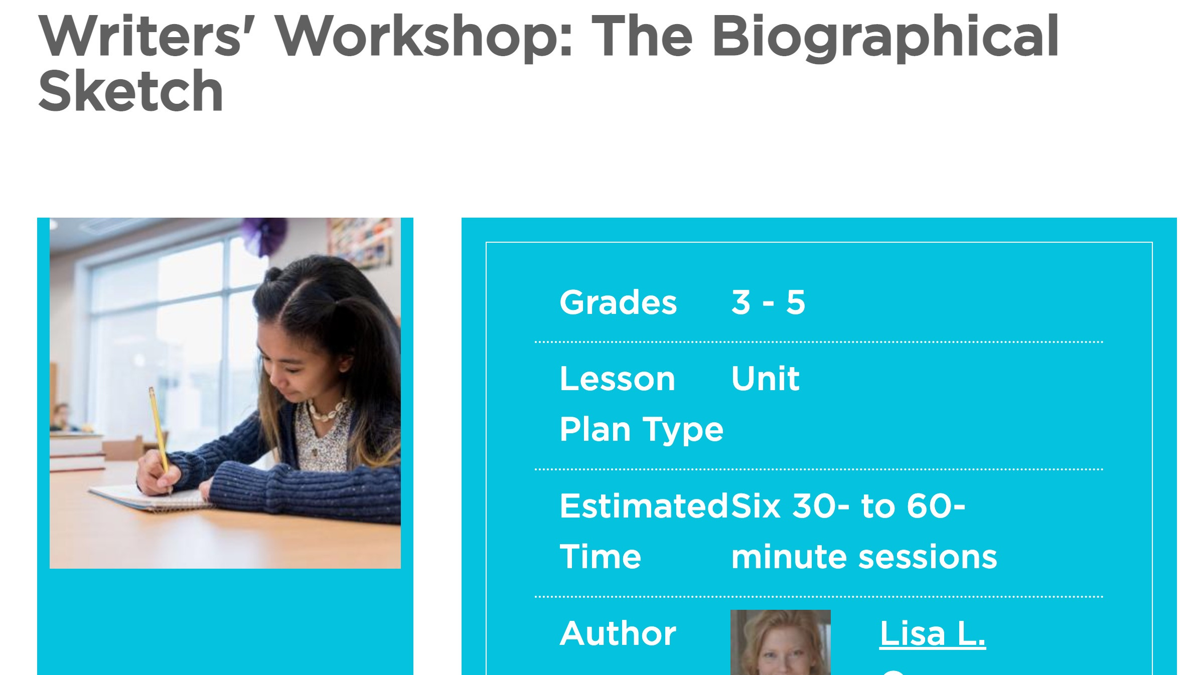 Writers Workshop The Biographical Sketch Writing Learningreviews 6003